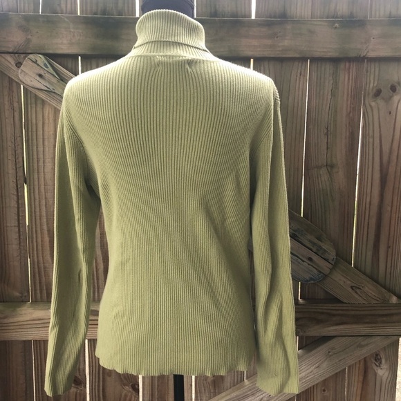 Jones New York Sport Spring Green Ribbed Turtleneck Long Sleeve Sweater Size M - Picture 2 of 3